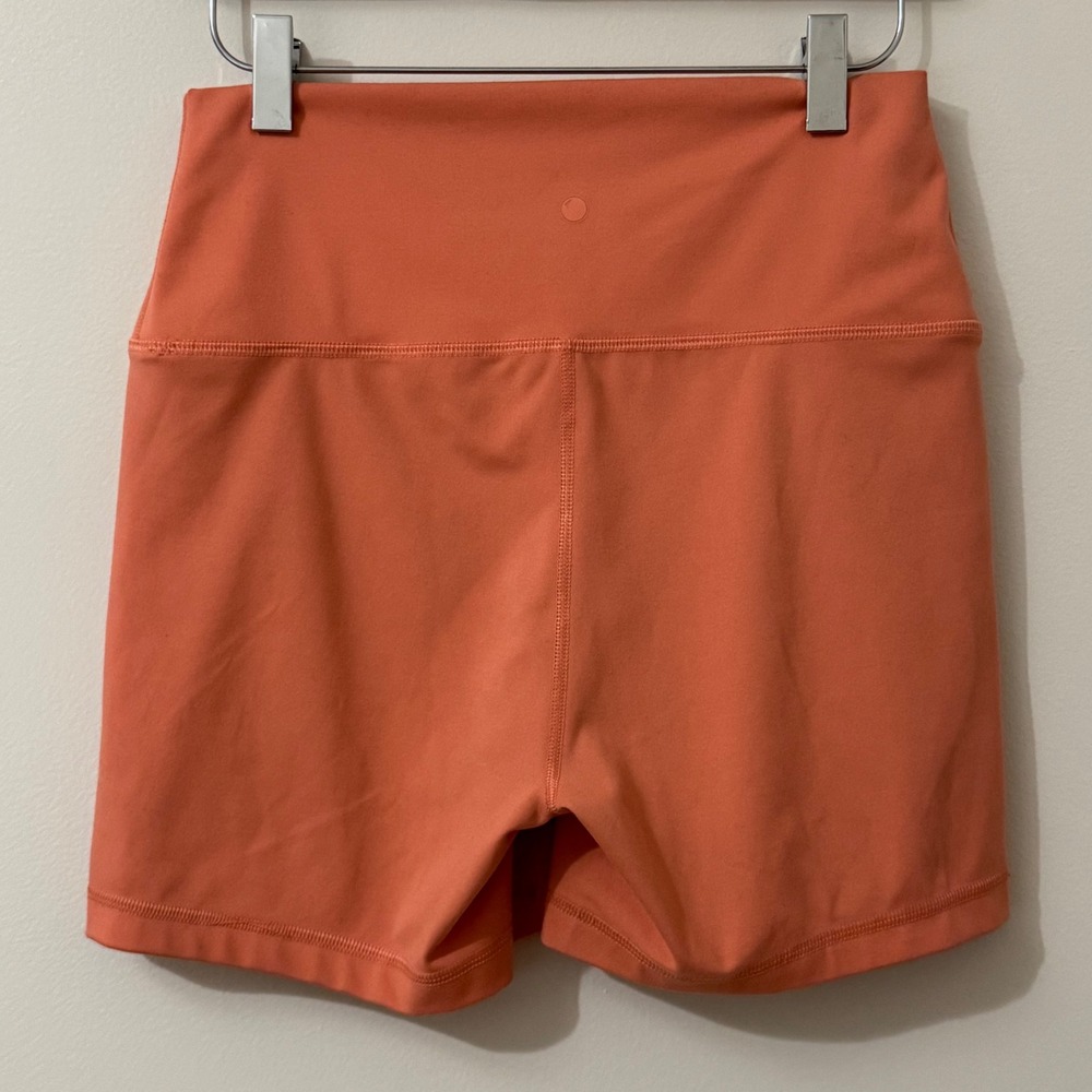 Yogalicious Lux Everyday 5" Biker Shorts Coral Orange High Waist Womens Large - Picture 3 of 6
